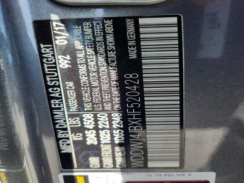 60671196 :رقم المزاد ، WDDWJ4JBXHF520428 vin ، 2017 Mercedes-benz C مزاد بيع
