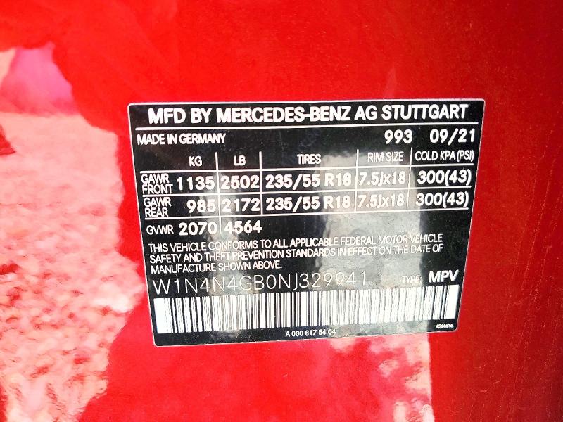 62125246 :رقم المزاد ، W1N4N4GB0NJ329941 vin ، 2022 Mercedes-benz Gla مزاد بيع