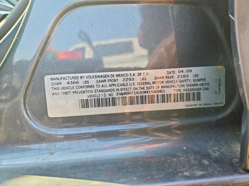 Продажа на аукционе авто 2009 Volkswagen Jetta, vin: 3VWRM71K09M158981, номер лота: 58951136