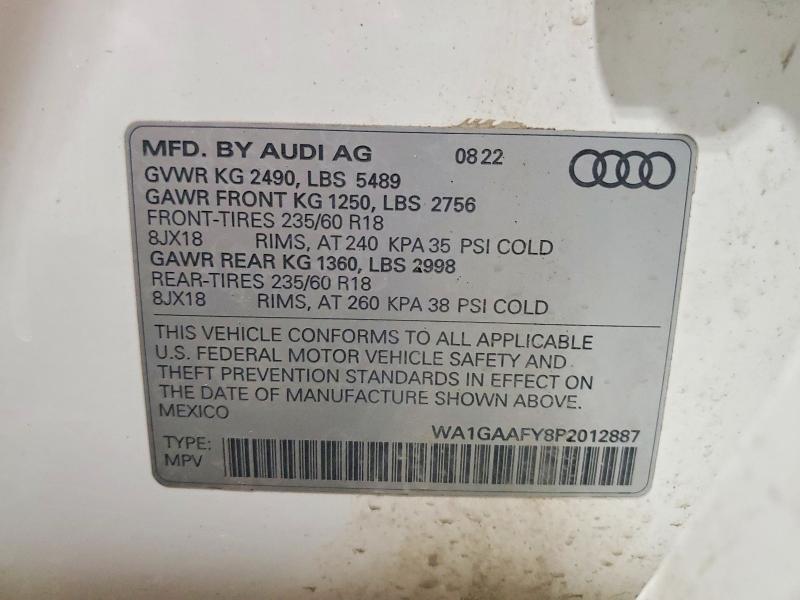 Aukcja sprzedaży 2023 Audi Q5, vin: WA1GAAFY8P2012887, numer aukcji: 59913066