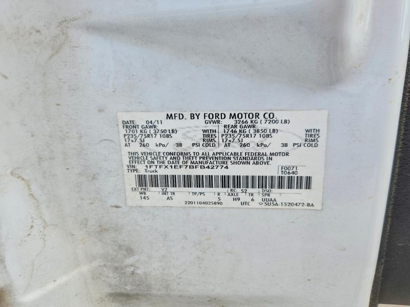 Продаж на аукціоні авто 2011 Ford F150, vin: 1FTFX1EF7BFB42774, номер лоту: 62344276