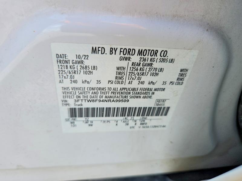 Продаж на аукціоні авто 2022 Ford Maverick, vin: 3FTTW8F94NRA99509, номер лоту: 61586516