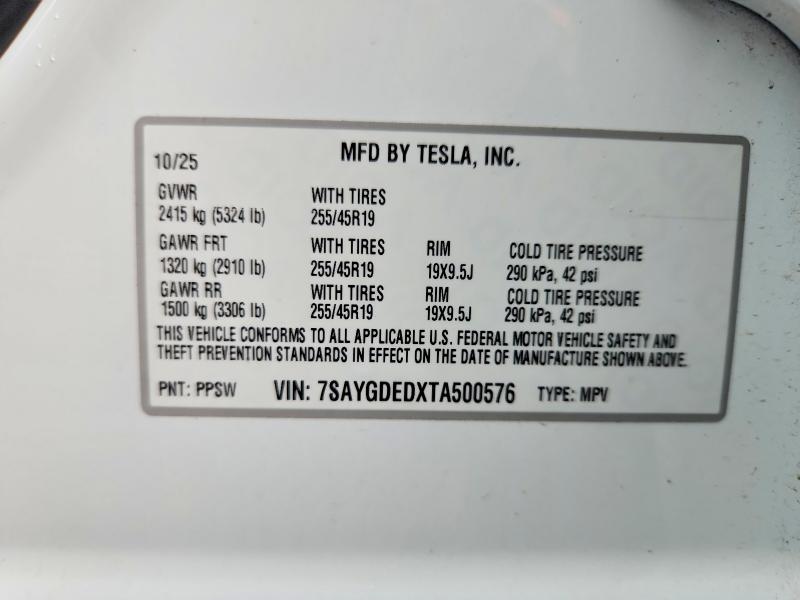 Продажа на аукционе авто 2026 Tesla Model Y, vin: 7SAYGDEDXTA500576, номер лота: 62201396