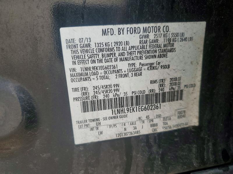 Продаж на аукціоні авто 2014 Lincoln Mks, vin: 1LNHL9EK1EG602361, номер лоту: 60943716
