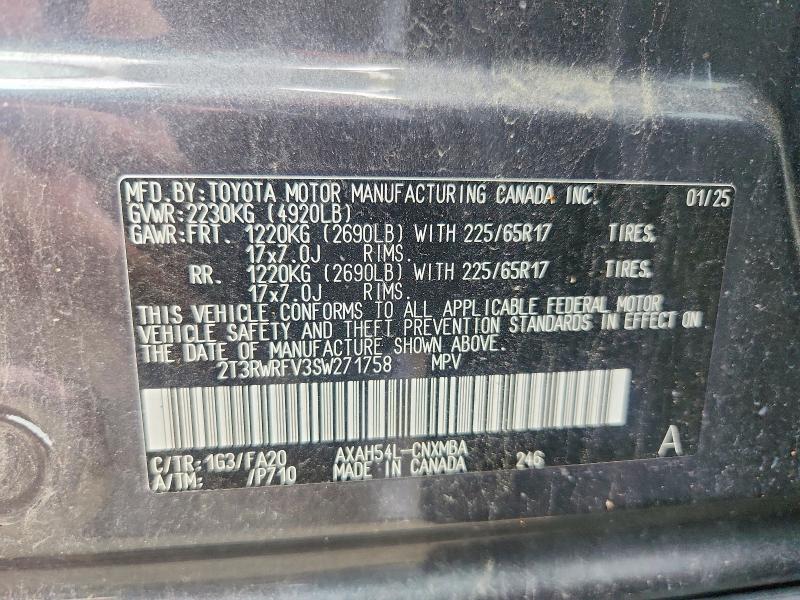 2025 Toyota Rav4 Hybrid მანქანა იყიდება აუქციონზე, vin: 2T3RWRFV3SW271758, აუქციონის ნომერი: 61226416