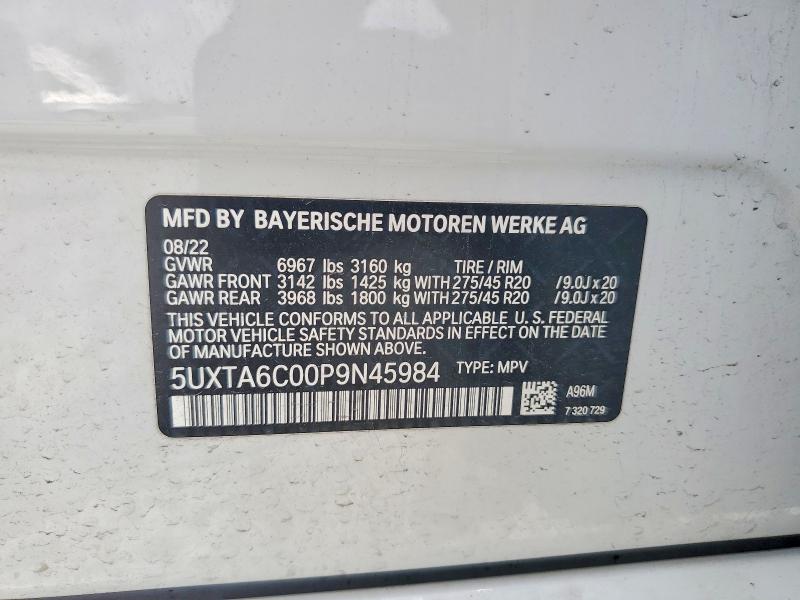 61757016 :رقم المزاد ، 5UXTA6C00P9N45984 vin ، 2023 Bmw X5 مزاد بيع