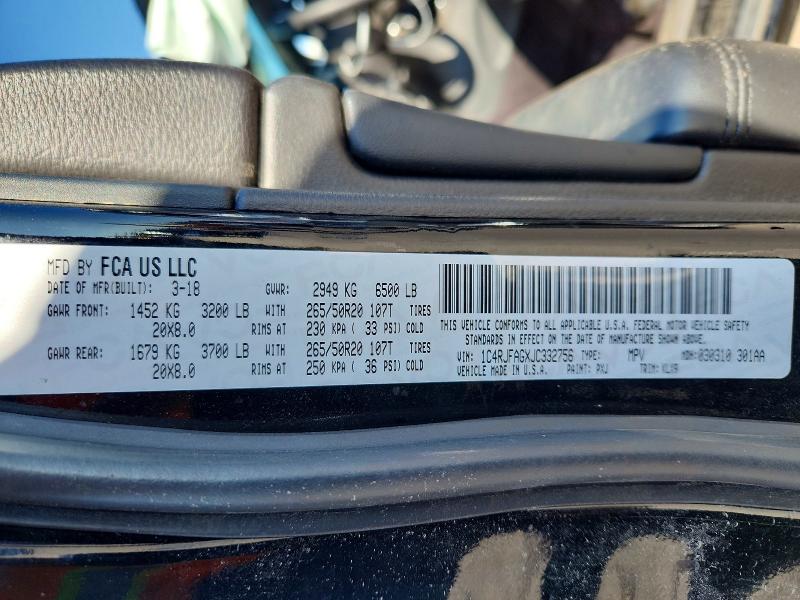 62285086 :رقم المزاد ، 1C4RJFAGXJC332756 vin ، 2018 Jeep Grand Cherokee مزاد بيع