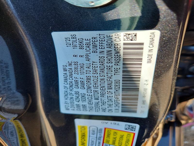 59844436 :رقم المزاد ، 2HGFE4F80TH328360 vin ، 2026 Honda Civic مزاد بيع
