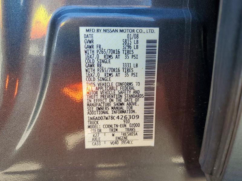 Продажа на аукционе авто 2008 Nissan Frontier, vin: 1N6AD07W78C426309, номер лота: 60642986