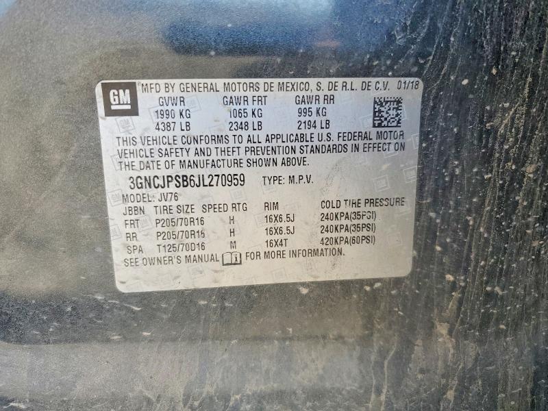 60420936 :رقم المزاد ، 3GNCJPSB6JL270959 vin ، 2018 Chevrolet Trax مزاد بيع