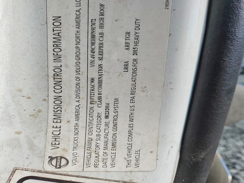 61099516 :رقم المزاد ، 4V4NC9EH8FN917672 vin ، 2015 Volvo Vn مزاد بيع