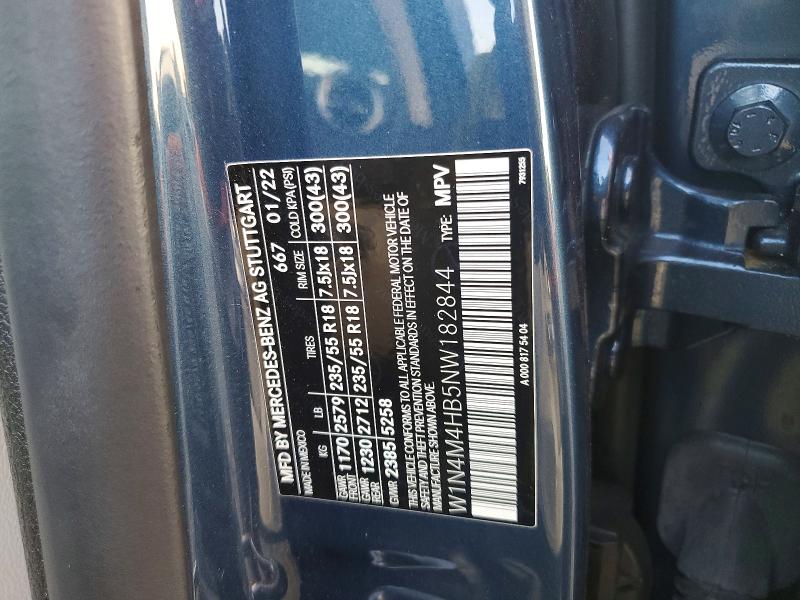 73340395 :رقم المزاد ، W1N4M4HB5NW182844 vin ، 2022 Mercedes-benz Glb مزاد بيع