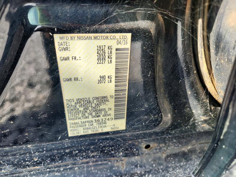 2016 Nissan Altima მანქანა იყიდება აუქციონზე, vin: 1N4AL3AP4GN363249, აუქციონის ნომერი: 95586675