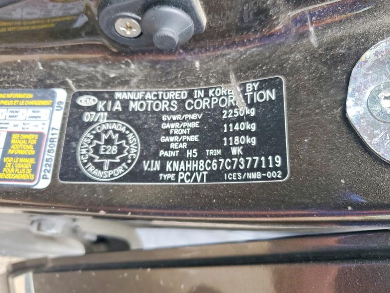 Aukcja sprzedaży 2012 Kia Rondo, vin: KNAHH8C67C7377119, numer aukcji: 59973446