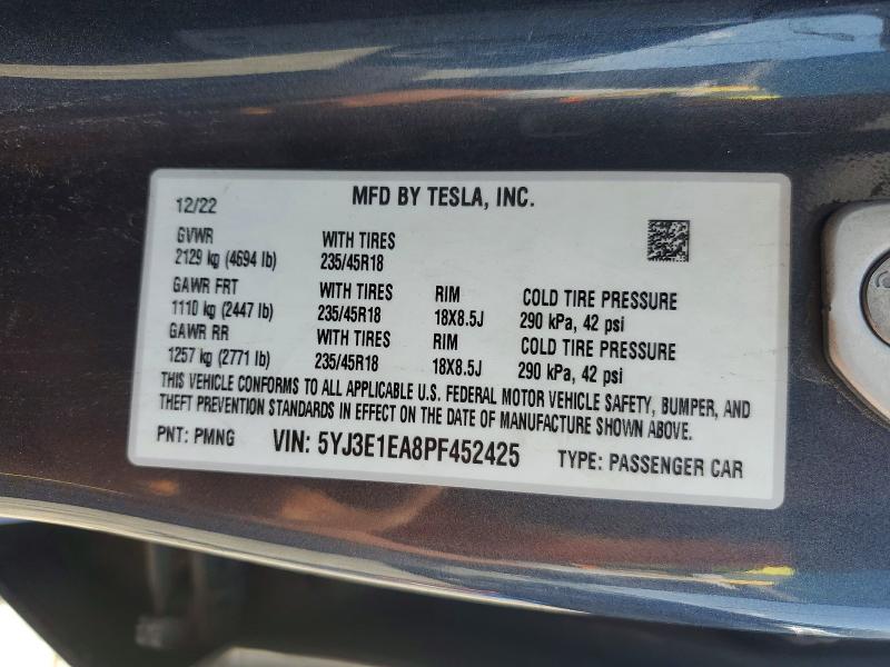 Продаж на аукціоні авто 2023 Tesla Model 3, vin: 5YJ3E1EA8PF452425, номер лоту: 61534556