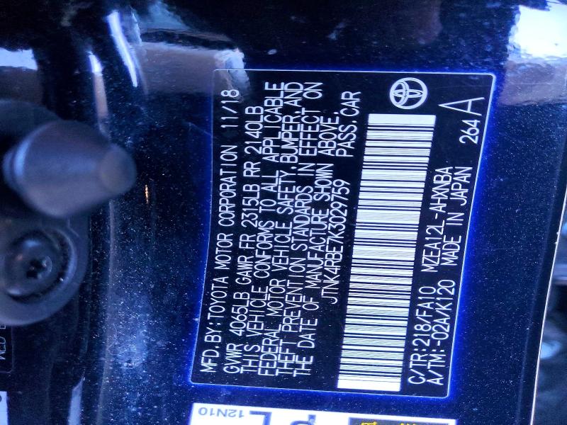 Продажа на аукционе авто 2019 Toyota Corolla Hatchback, vin: JTNK4RBE7K3029759, номер лота: 59838026