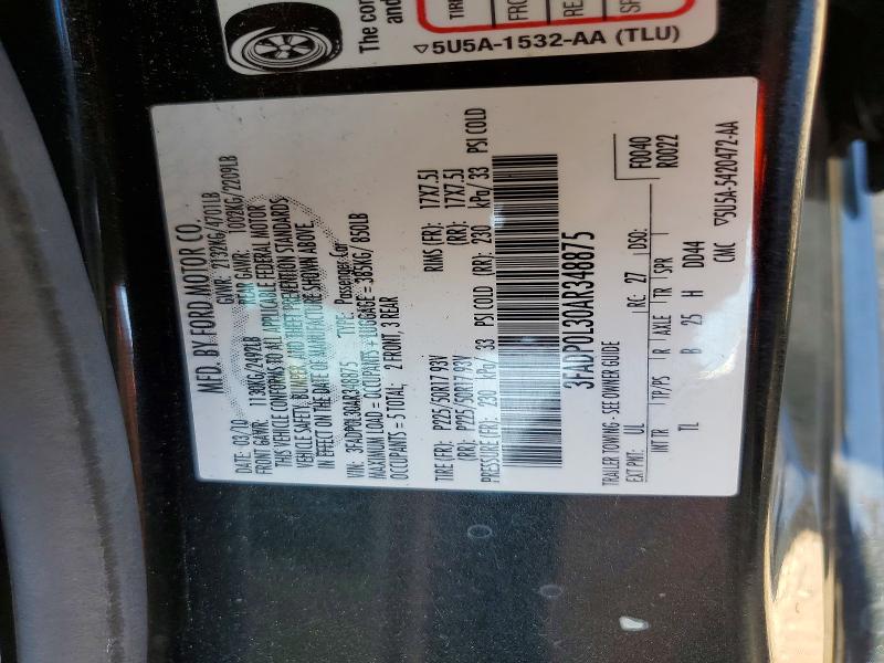 Aukcja sprzedaży 2010 Ford Fusion, vin: 3FADP0L30AR348875, numer aukcji: 59539256