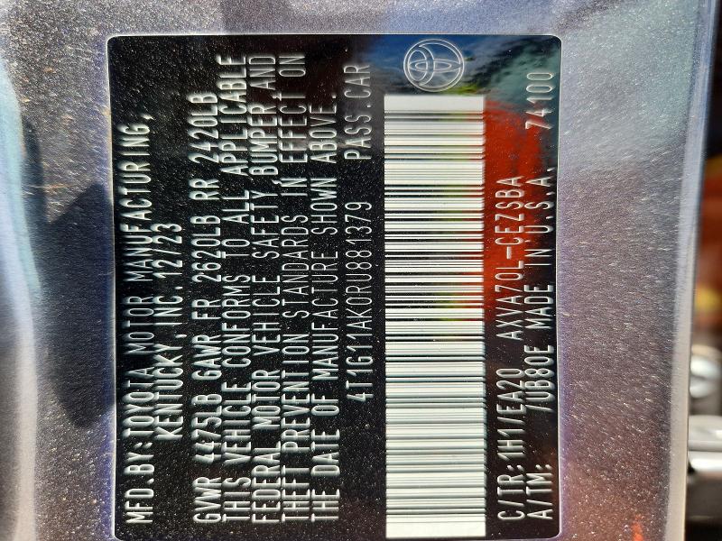 2024 Toyota Camry მანქანა იყიდება აუქციონზე, vin: 4T1G11AK0RU881379, აუქციონის ნომერი: 60570116