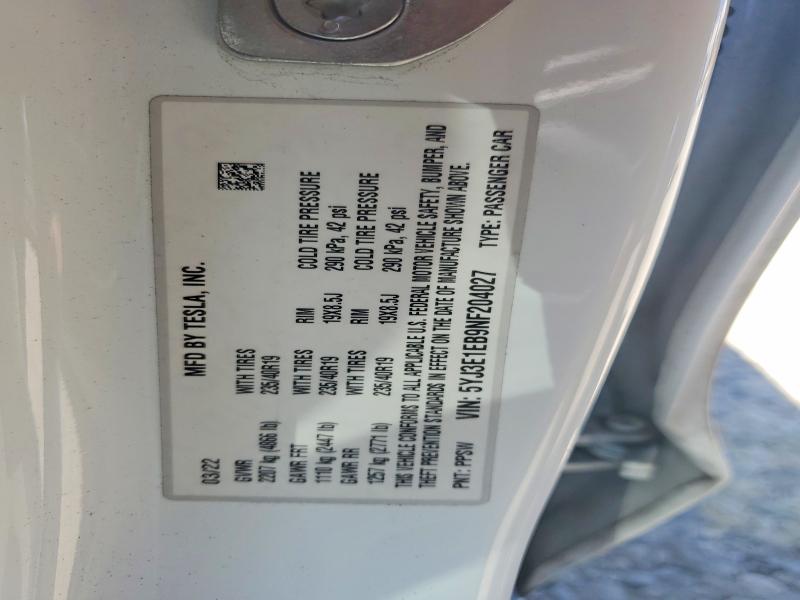 Aukcja sprzedaży 2022 Tesla Model 3, vin: 5YJ3E1EB9NF204027, numer aukcji: 59708086