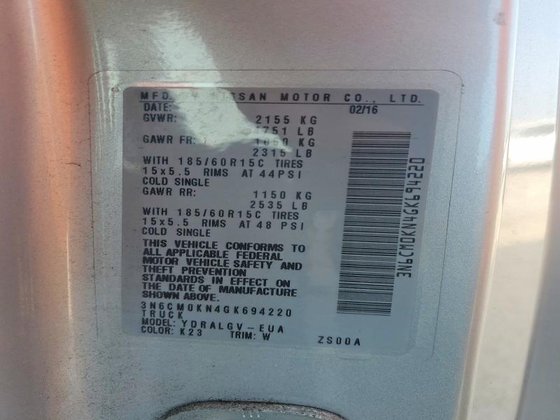 62254626 :رقم المزاد ، 3N6CM0KN4GK694220 vin ، 2016 Nissan Nv200 مزاد بيع