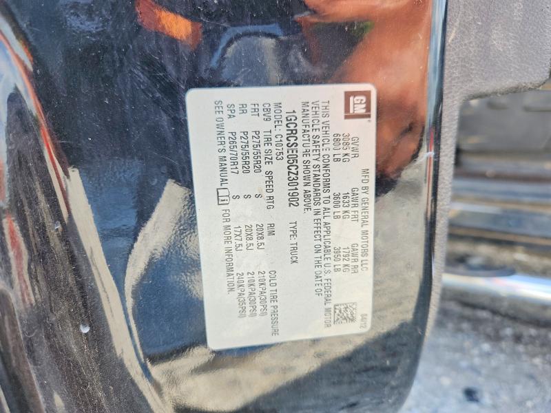 61244526 :رقم المزاد ، 1GCRCSE05CZ301902 vin ، 2012 Chevrolet Silverado مزاد بيع