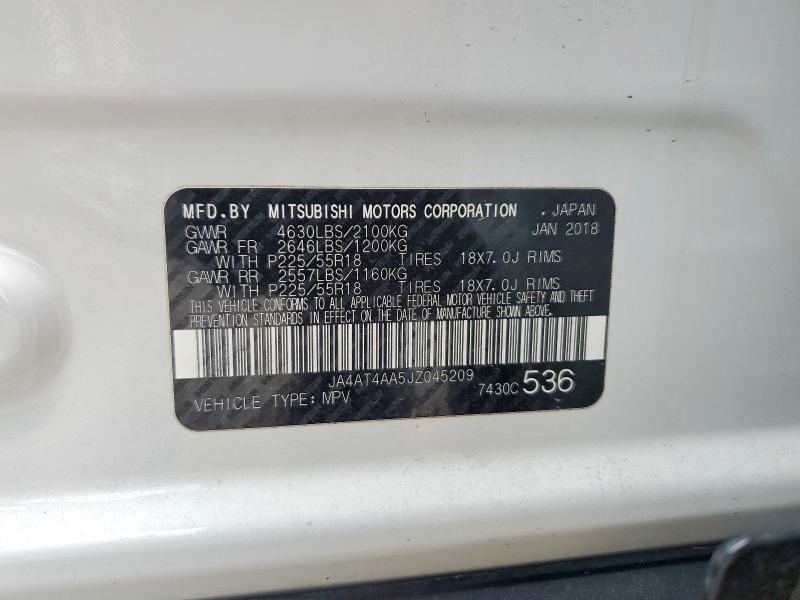 Auction sale of the 2018 Mitsubishi Eclipse Cross, vin: JA4AT4AA5JZ045209, lot number: 62139286