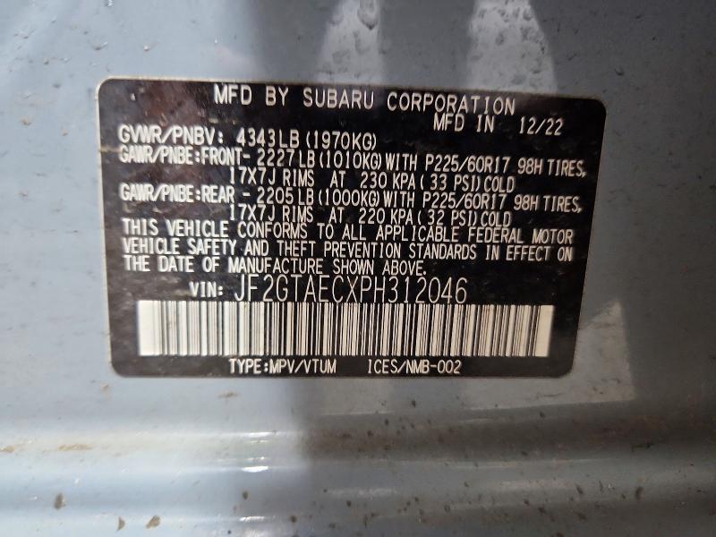 Продаж на аукціоні авто 2023 Subaru Crosstrek, vin: JF2GTAECXPH312046, номер лоту: 60809816