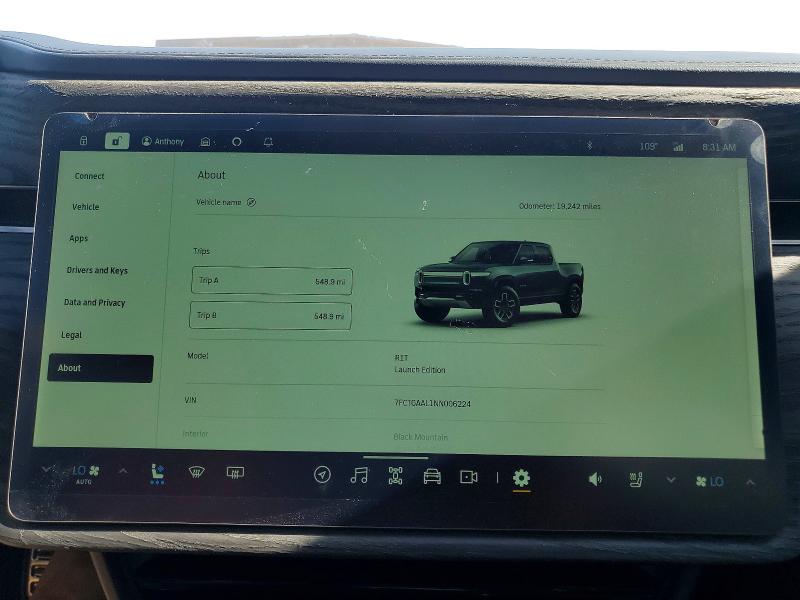 Aukcja sprzedaży 2022 Rivian R1t, vin: 7FCTGAAL1NN006224, numer aukcji: 60688826