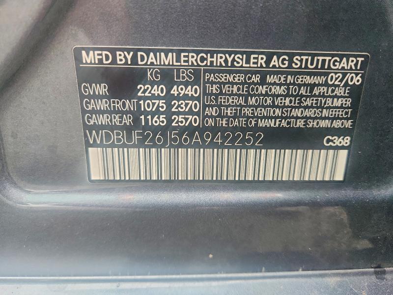 Aukcja sprzedaży 2006 Mercedes-benz E, vin: WDBUF26J56A942252, numer aukcji: 62801946