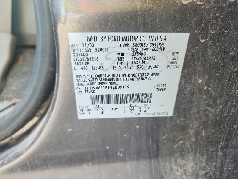 Продажа на аукционе авто 2004 Ford F250, vin: 1FTNW21P94EB30119, номер лота: 59677466