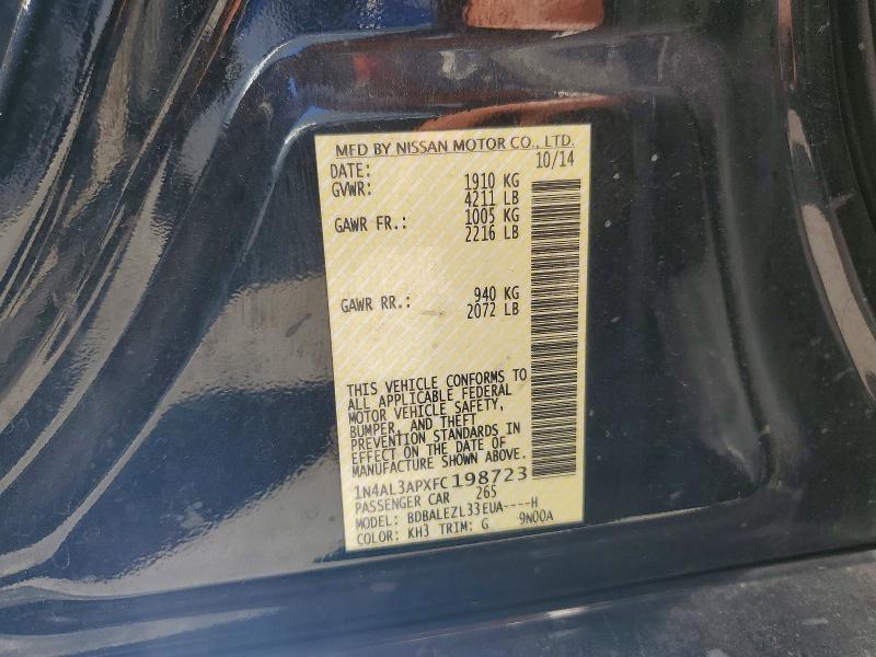 2015 Nissan Altima მანქანა იყიდება აუქციონზე, vin: 1N4AL3APXFC198723, აუქციონის ნომერი: 60137596