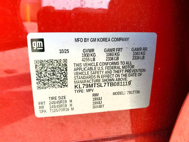 Aukcja sprzedaży 2026 Chevrolet Trailblazer, vin: KL79MTSL7TB081119, numer aukcji: 62909366