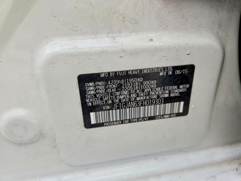 2015 Subaru Impreza მანქანა იყიდება აუქციონზე, vin: JF1GJAN63FH019303, აუქციონის ნომერი: 62846176