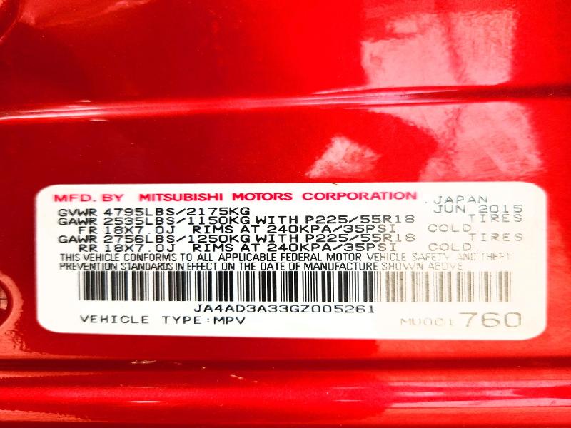 61309636 :رقم المزاد ، JA4AD3A33GZ005261 vin ، 2016 Mitsubishi Outlander مزاد بيع