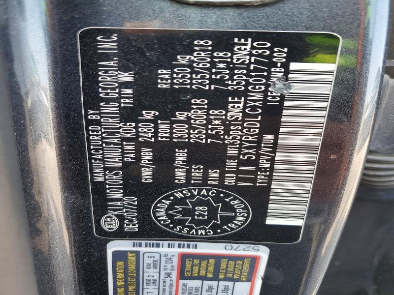 Aukcja sprzedaży 2021 Kia Sorento, vin: 5XYRGDLCXMG017730, numer aukcji: 62394426