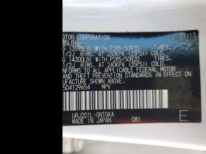 61584926 :رقم المزاد ، JTJHY7AX5D4129654 vin ، 2013 Lexus Lx مزاد بيع