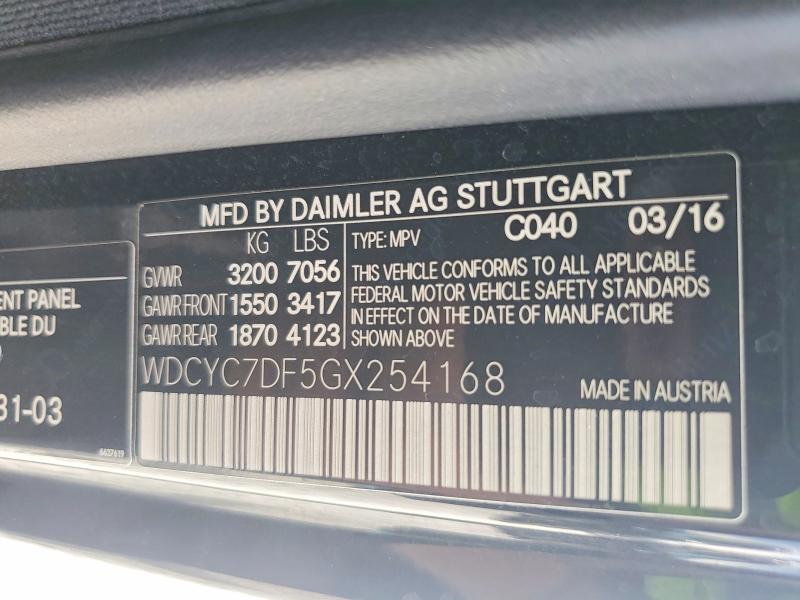 Продаж на аукціоні авто 2016 Mercedes-benz G, vin: WDCYC7DF5GX254168, номер лоту: 60439496