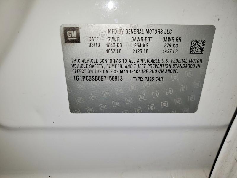 2014 Chevrolet Cruze მანქანა იყიდება აუქციონზე, vin: 1G1PC5SB6E7156813, აუქციონის ნომერი: 59190126