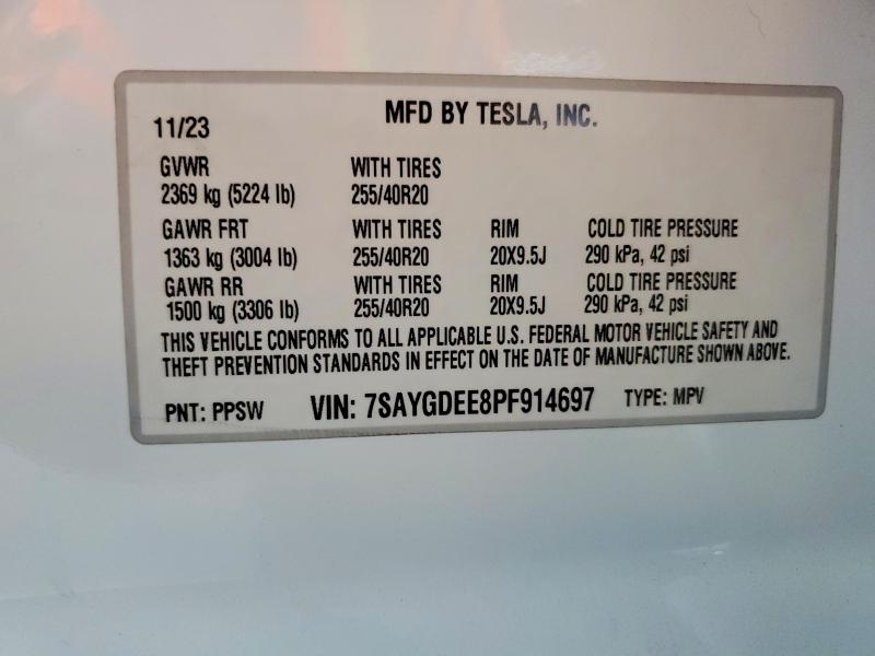 Aukcja sprzedaży 2023 Tesla Model Y, vin: 7SAYGDEE8PF914697, numer aukcji: 61978416