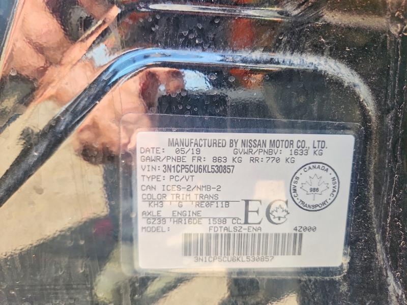 61739136 :رقم المزاد ، 3N1CP5CU6KL530857 vin ، 2019 Nissan Kicks مزاد بيع