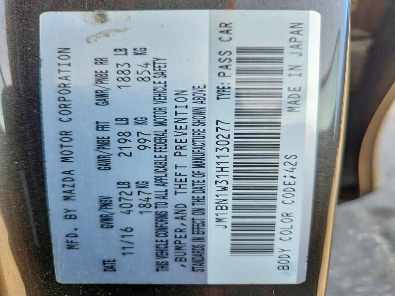 Продажа на аукционе авто 2017 Mazda 3, vin: JM1BN1W31H1130277, номер лота: 61697606