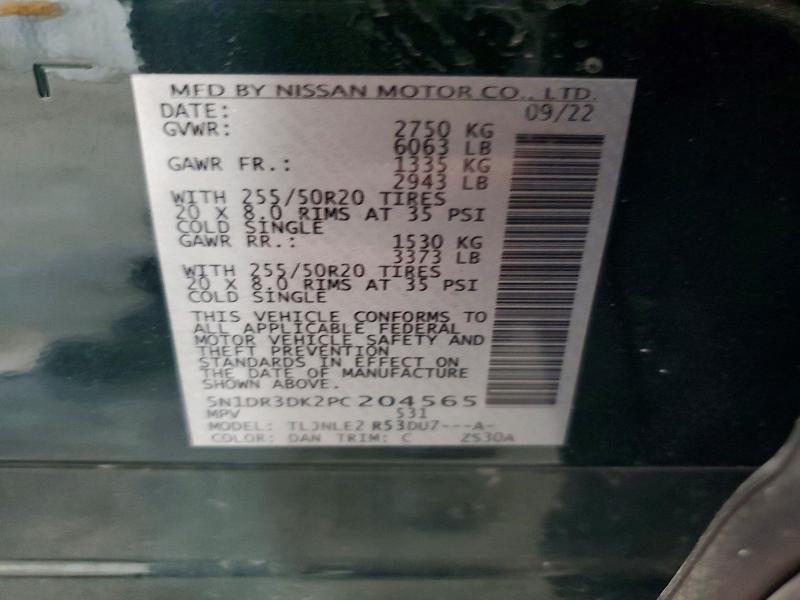 60661626 :رقم المزاد ، 5N1DR3DK2PC204565 vin ، 2023 Nissan Pathfinder مزاد بيع
