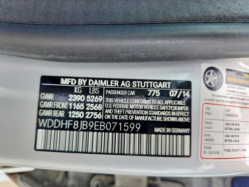 Aukcja sprzedaży 2014 Mercedes-benz E, vin: WDDHF8JB9EB071599, numer aukcji: 62974366