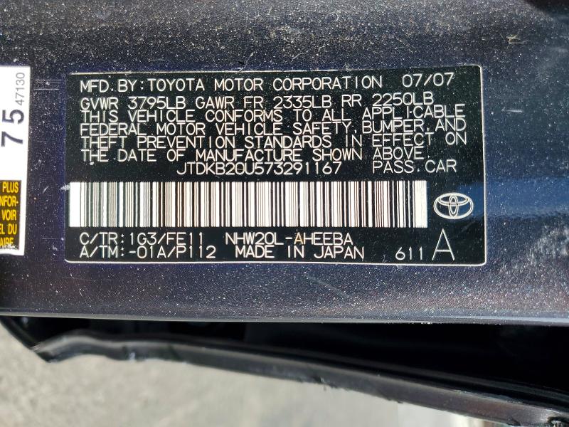 Продаж на аукціоні авто 2007 Toyota Prius, vin: JTDKB20U573291167, номер лоту: 60819026