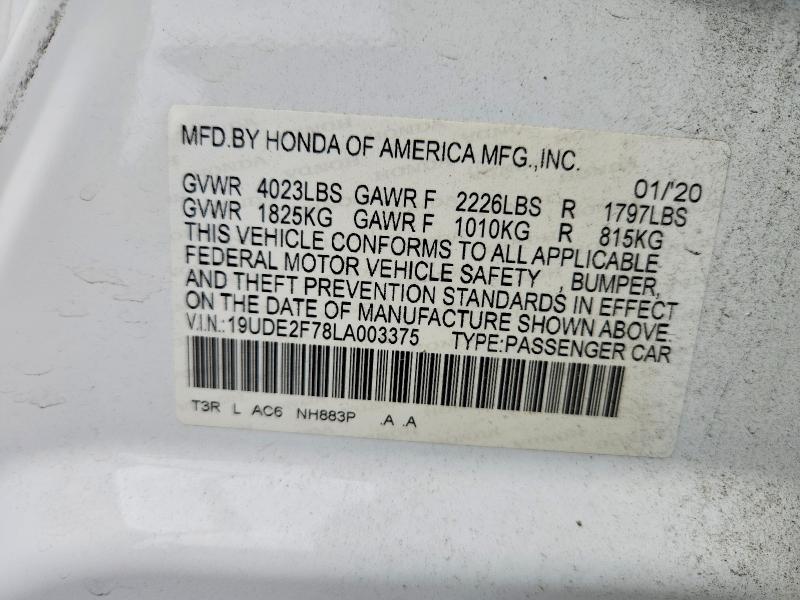 Продаж на аукціоні авто 2020 Acura Ilx, vin: 19UDE2F78LA003375, номер лоту: 61627196