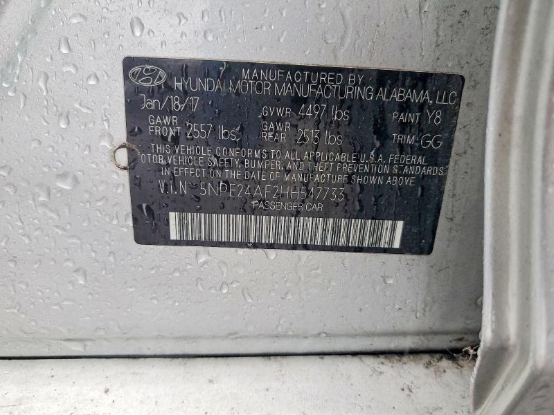 62902716 :رقم المزاد ، 5NPE24AF2HH547733 vin ، 2017 Hyundai Sonata مزاد بيع