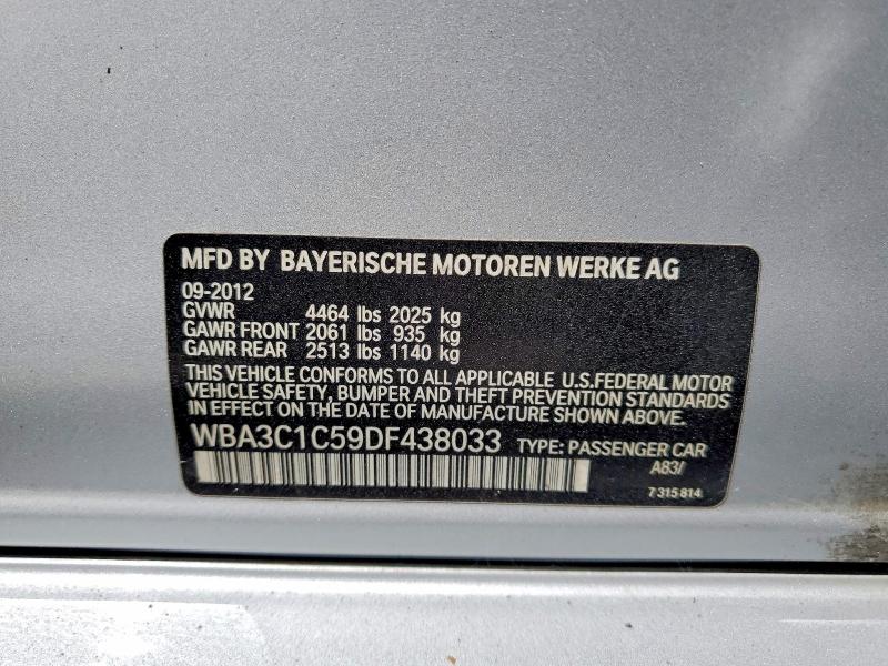 61813636 :رقم المزاد ، WBA3C1C59DF438033 vin ، 2013 Bmw 328 مزاد بيع