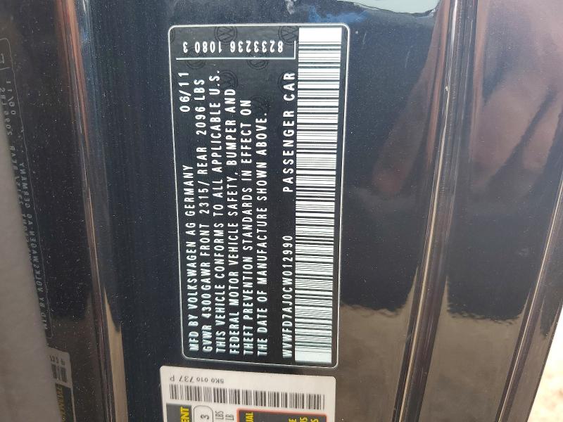 Продажа на аукционе авто 2012 Volkswagen Gti, vin: WVWFD7AJ0CW012990, номер лота: 59996646