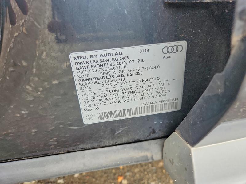 Aukcja sprzedaży 2019 Audi Q5, vin: WA1ANAFY5K2048684, numer aukcji: 61436266