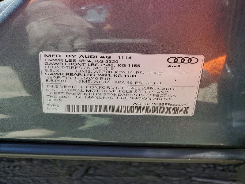 Продаж на аукціоні авто 2015 Audi Q3, vin: WA1GFCFS6FR006813, номер лоту: 59124476